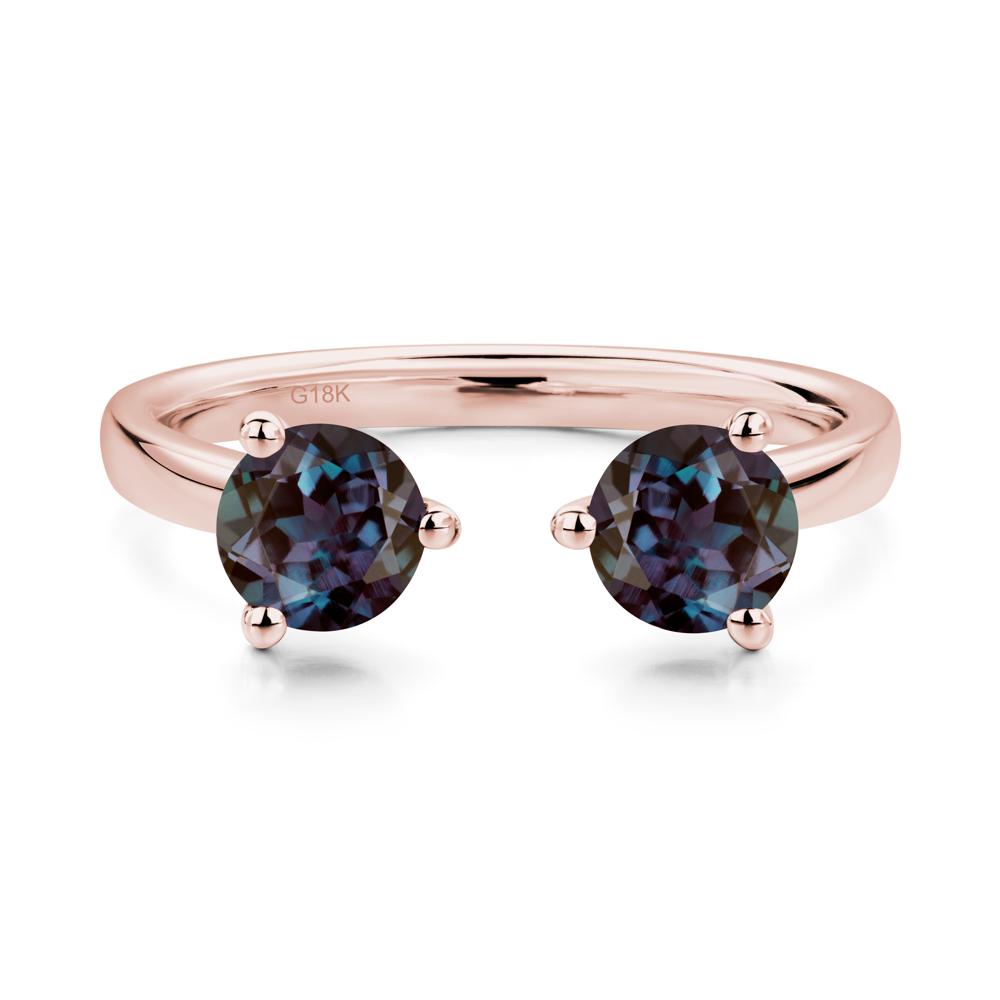 Alexandrite Two Stone Open Ring | LUO Jewelry #metal_18k rose gold