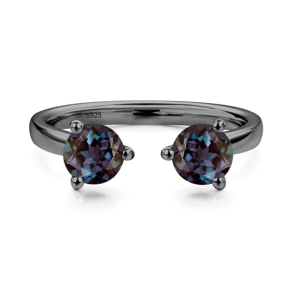 Alexandrite Two Stone Open Ring | LUO Jewelry #metal_black finish sterling silver