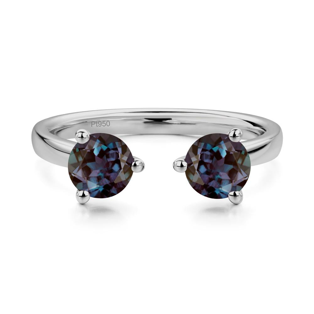 Alexandrite Two Stone Open Ring | LUO Jewelry #metal_platinum