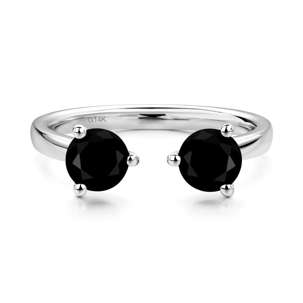 Black Spinel Two Stone Open Ring | LUO Jewelry #metal_14k white gold