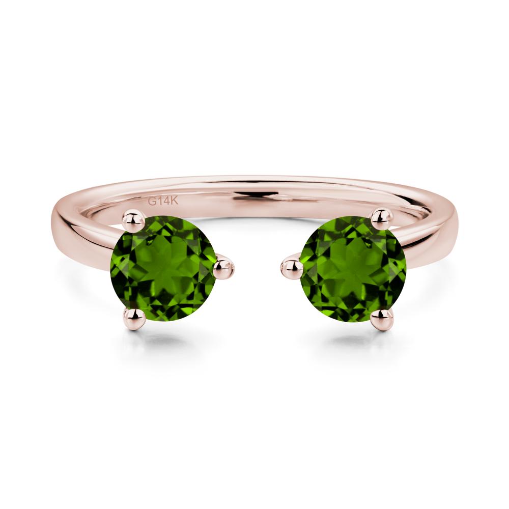 Diopside Two Stone Open Ring | LUO Jewelry #metal_14k rose gold