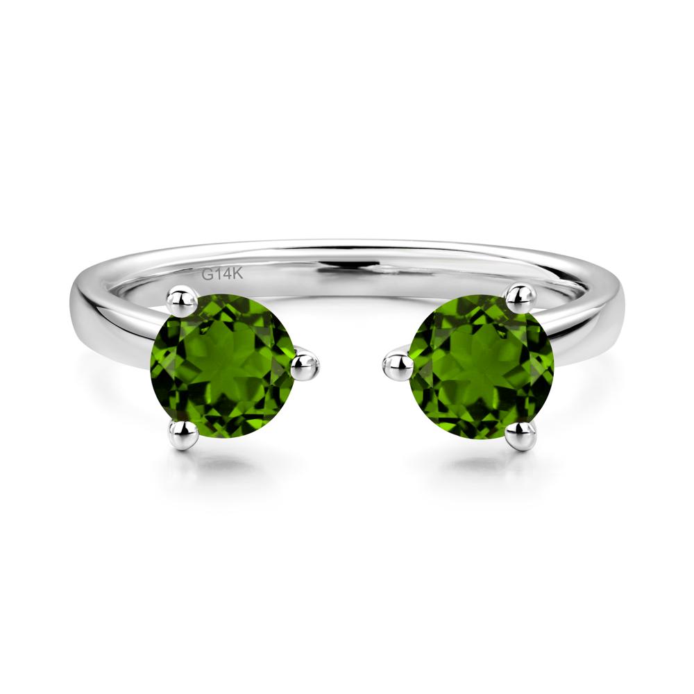 Diopside Two Stone Open Ring | LUO Jewelry #metal_14k white gold