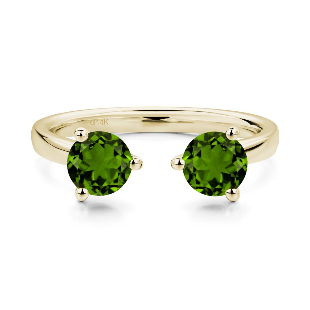 Diopside Two Stone Open Ring | LUO Jewelry #metal_14k yellow gold