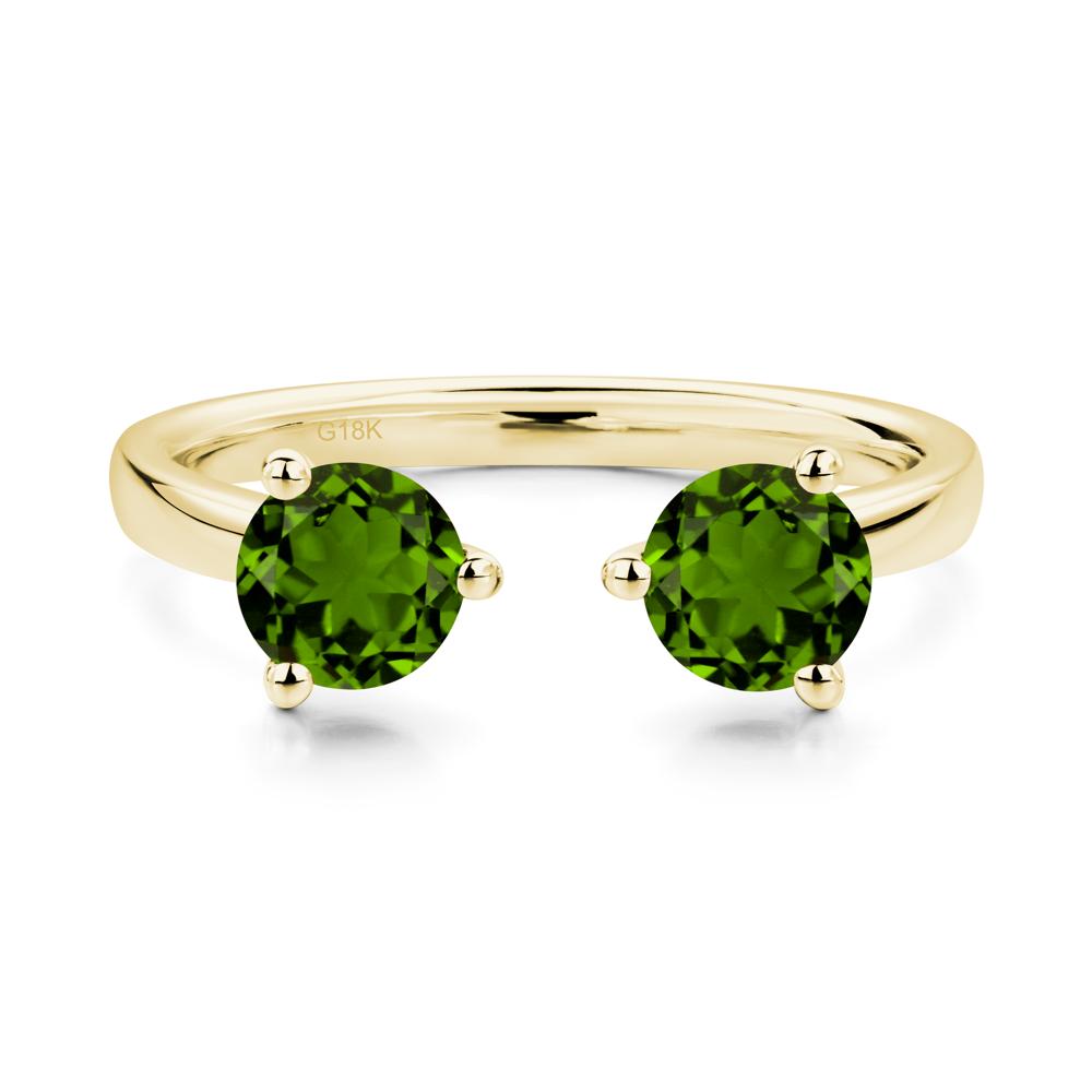 Diopside Two Stone Open Ring | LUO Jewelry #metal_18k yellow gold