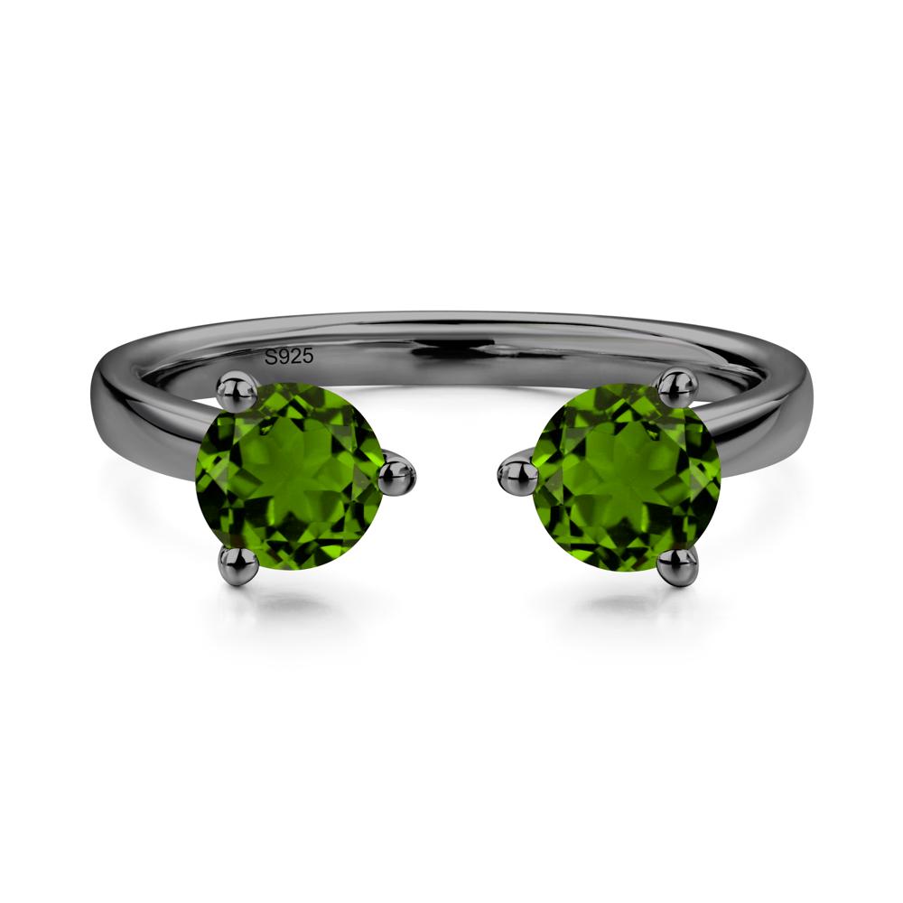 Diopside Two Stone Open Ring | LUO Jewelry #metal_black finish sterling silver