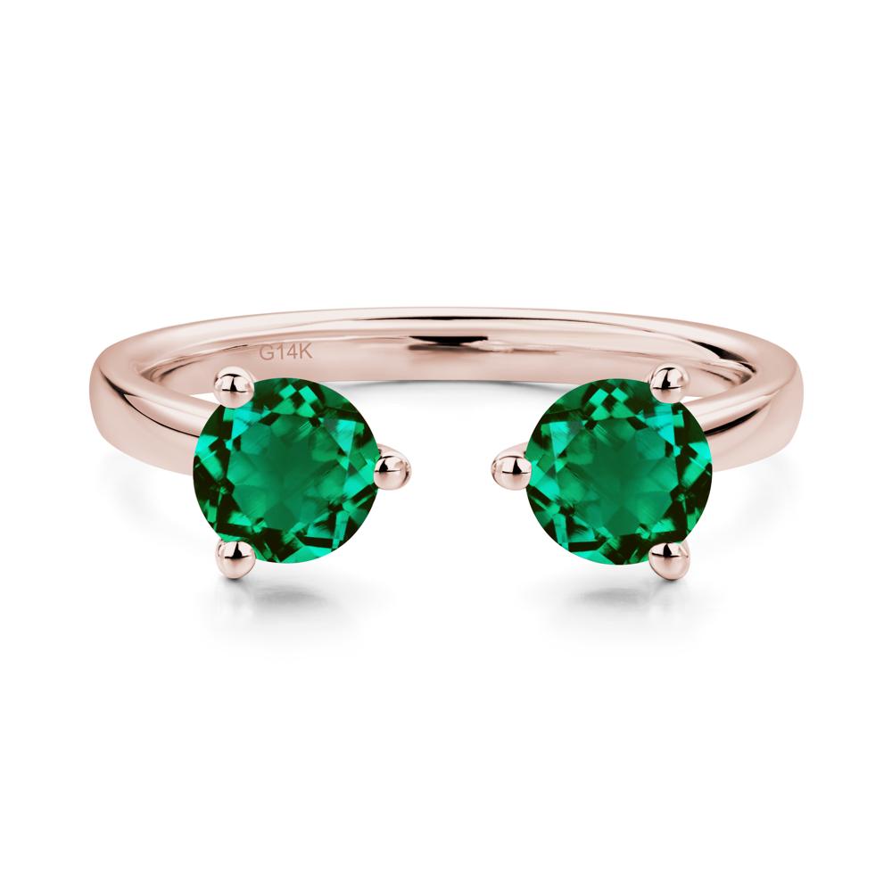 Emerald Open Toi Et Moi Ring | LUO Jewelry #metal_14k rose gold