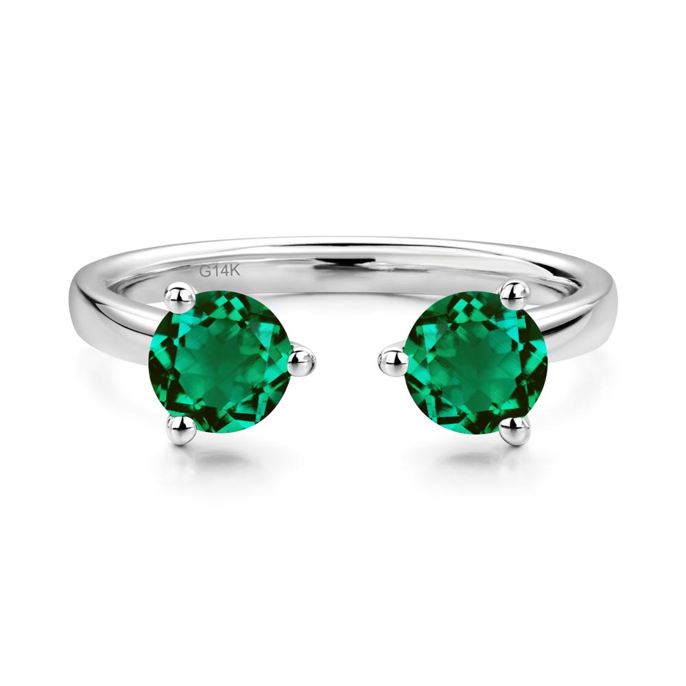 Emerald Open Toi Et Moi Ring | LUO Jewelry #metal_14k white gold