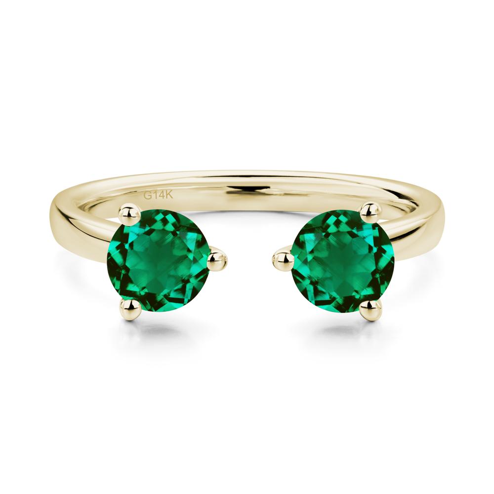 Emerald Open Toi Et Moi Ring | LUO Jewelry #metal_14k yellow gold