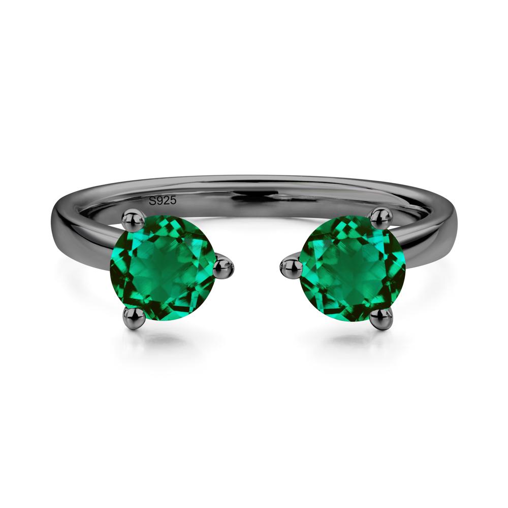 Emerald Open Toi Et Moi Ring | LUO Jewelry #metal_black finish sterling silver