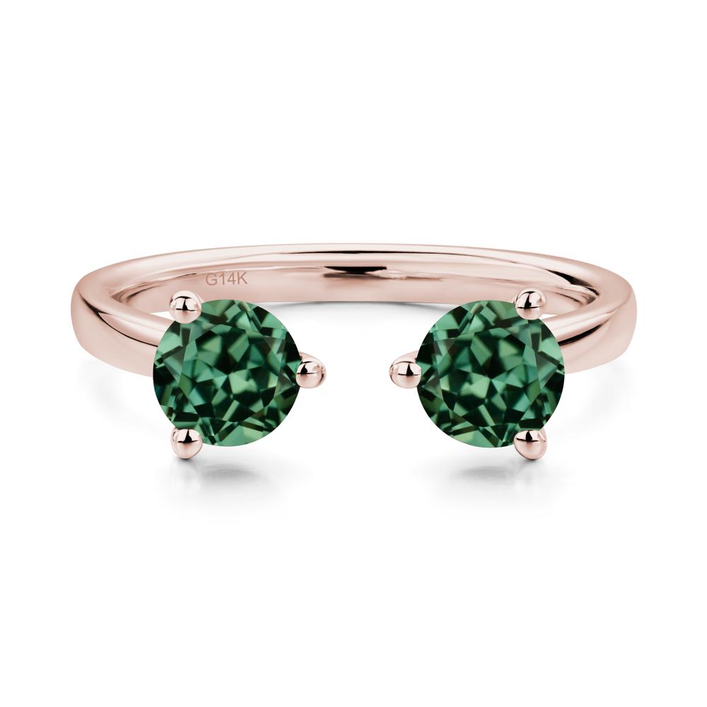 Green Sapphire Open Toi Et Moi Ring | LUO Jewelry #metal_14k rose gold