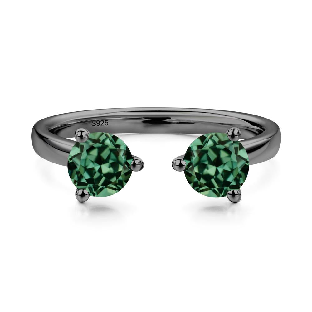 Green Sapphire Open Toi Et Moi Ring | LUO Jewelry #metal_black finish sterling silver