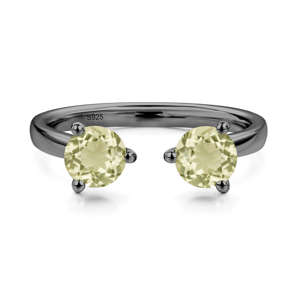 Adjustable Lemon Quartz Ring | LUO Jewelry #metal_black finish sterling silver