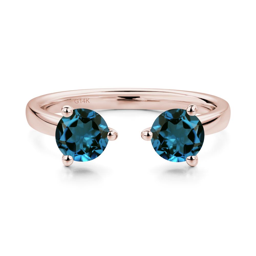 London Blue Topaz Two Stone Open Ring | LUO Jewelry #metal_14k rose gold