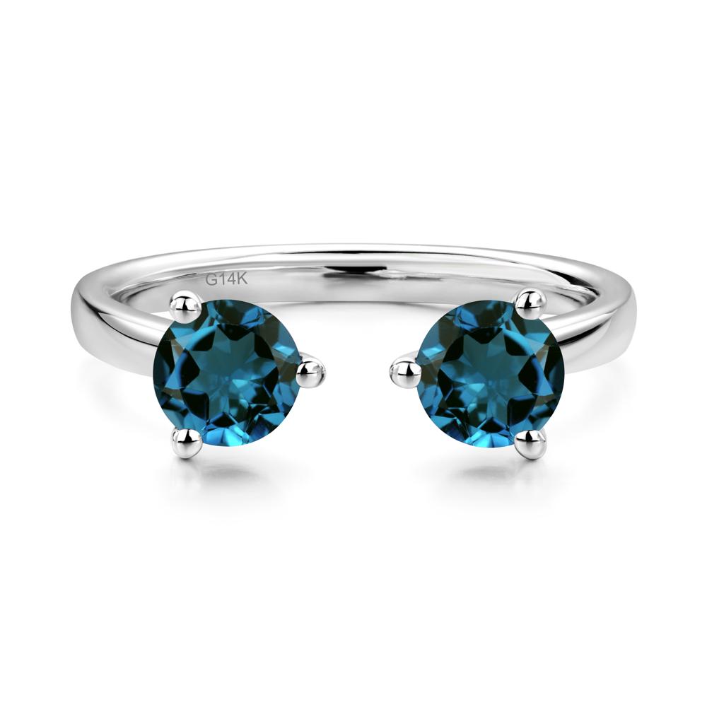 London Blue Topaz Two Stone Open Ring | LUO Jewelry #metal_14k white gold