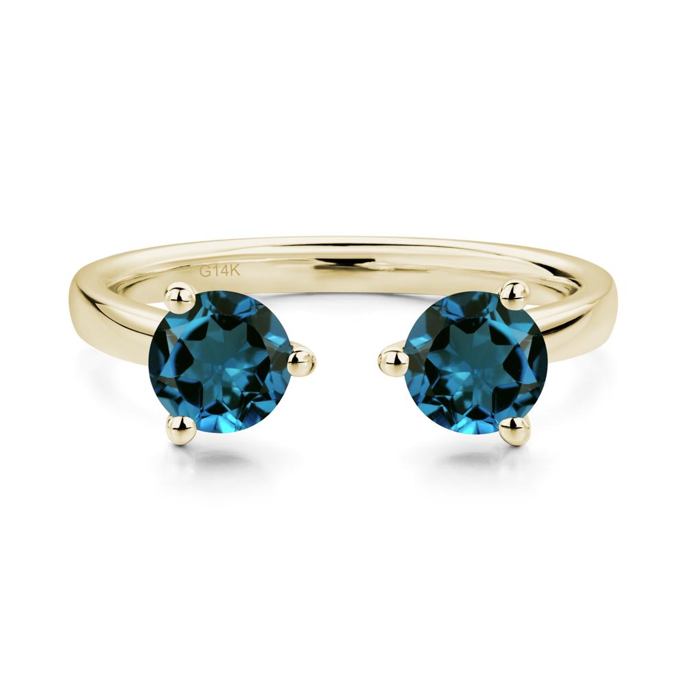 London Blue Topaz Two Stone Open Ring | LUO Jewelry #metal_14k yellow gold