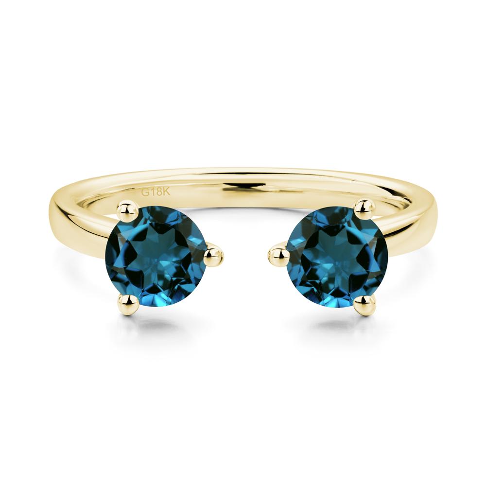 London Blue Topaz Two Stone Open Ring | LUO Jewelry #metal_18k yellow gold