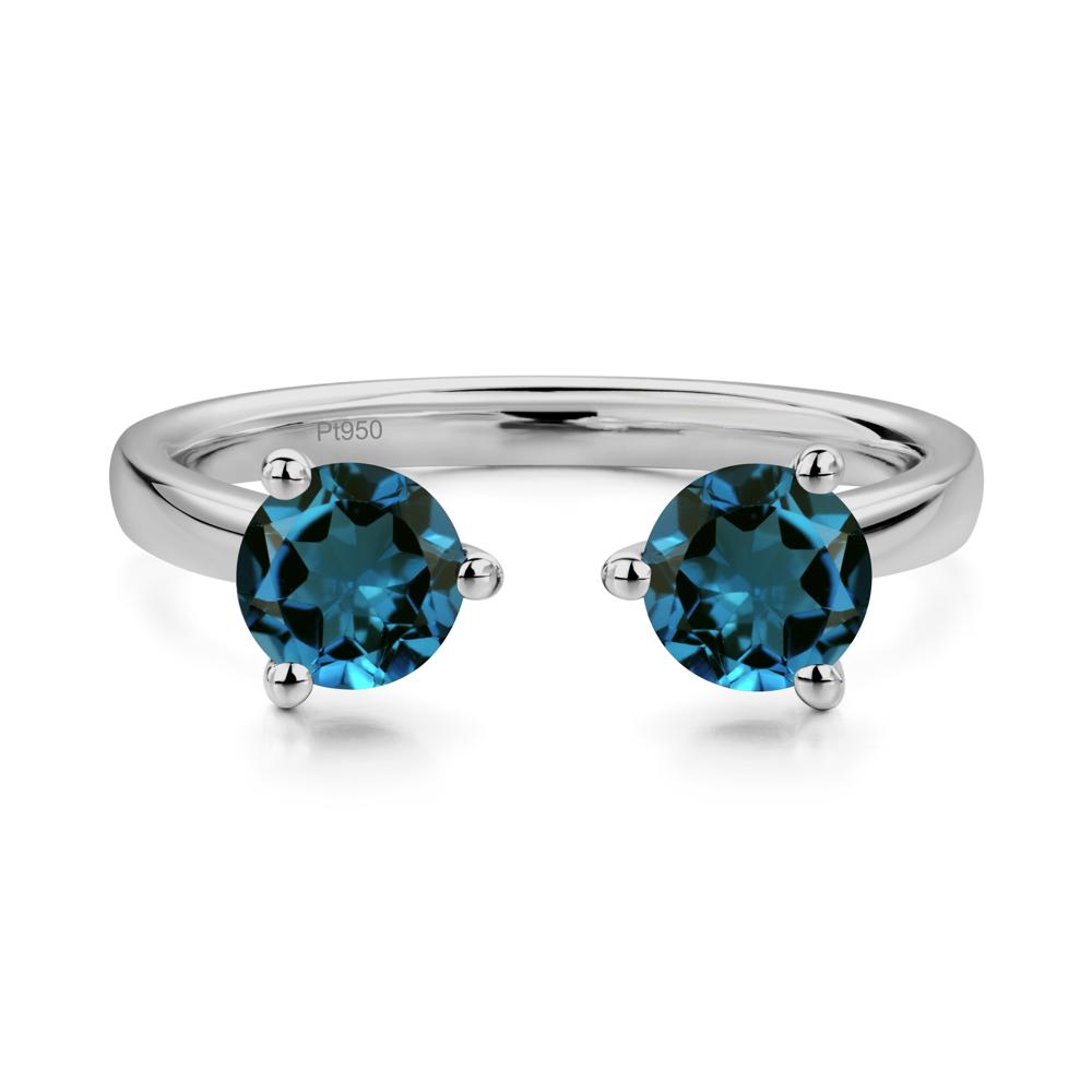 London Blue Topaz Two Stone Open Ring | LUO Jewelry #metal_platinum