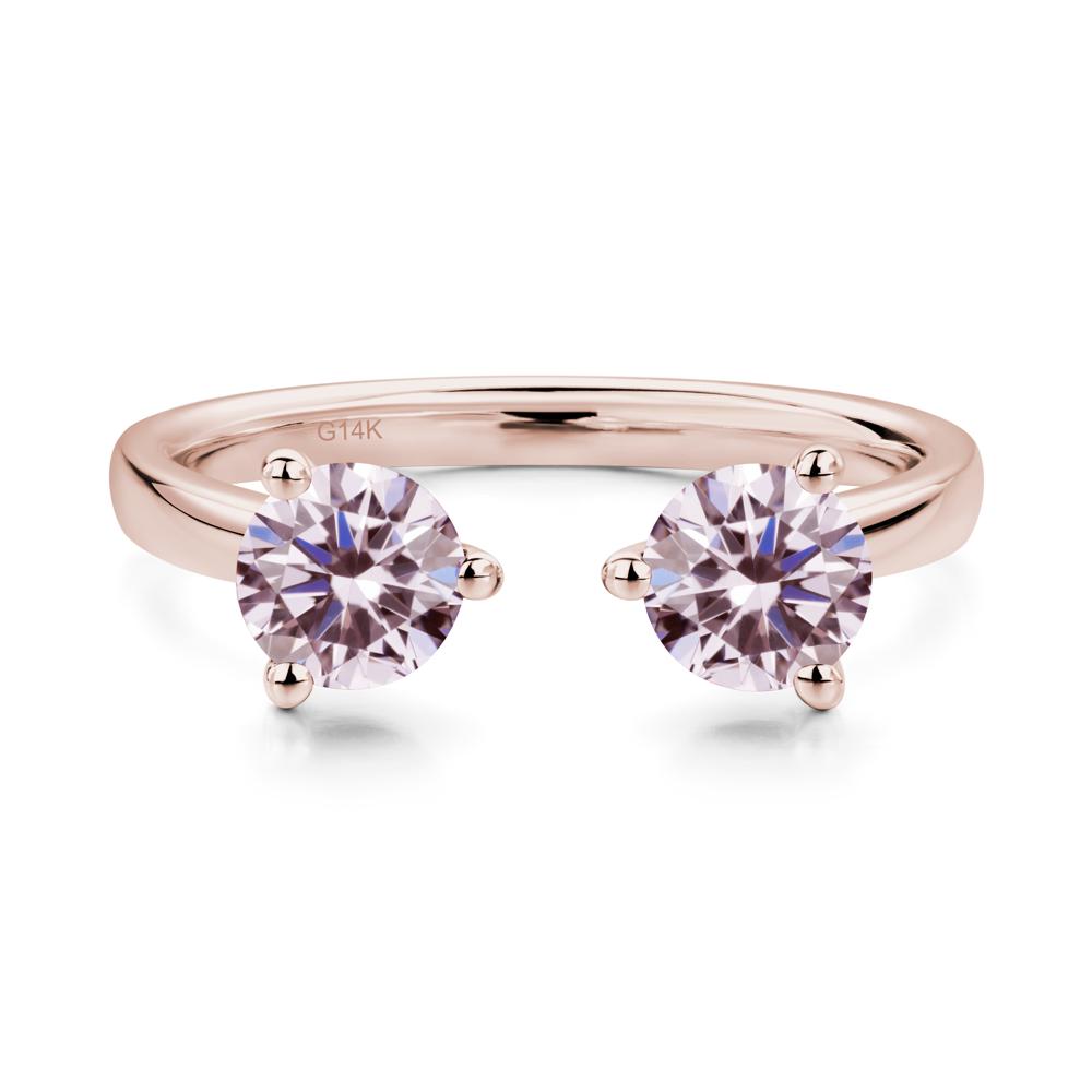 Pink Cubic Zirconia Two Stone Open Ring | LUO Jewelry #metal_14k rose gold