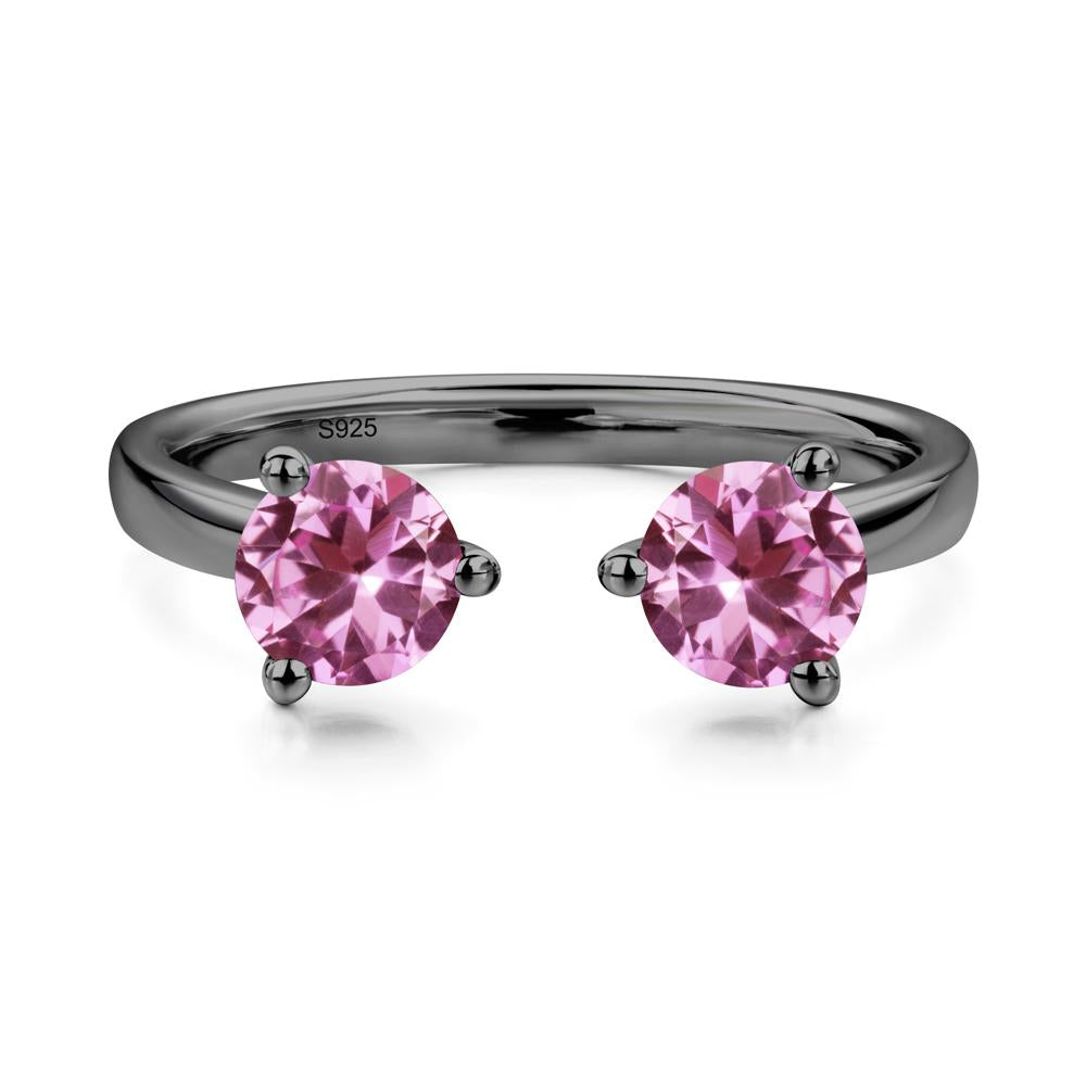 Pink Sapphire Two Stone Open Ring | LUO Jewelry #metal_black finish sterling silver