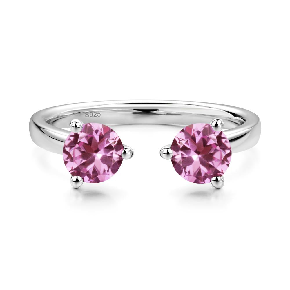 Pink Sapphire Two Stone Open Ring | LUO Jewelry #metal_sterling silver