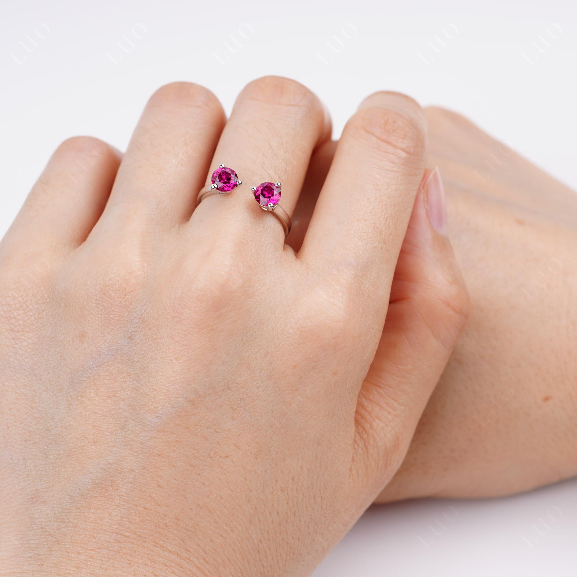 Ruby Two Stone Open Ring | LUO Jewelry