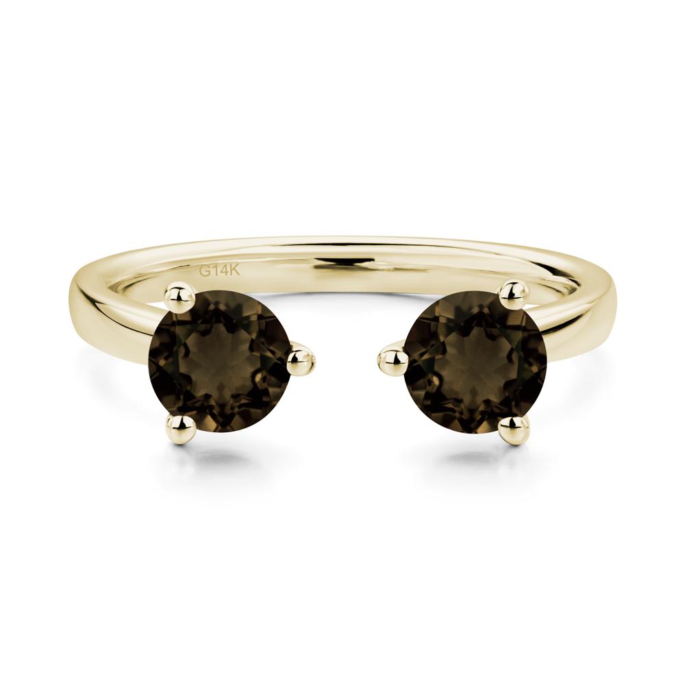 Smoky Quartz Two Stone Open Ring | LUO Jewelry #metal_14k yellow gold