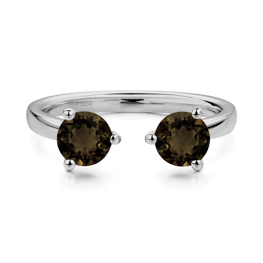 Smoky Quartz Two Stone Open Ring | LUO Jewelry #metal_platinum