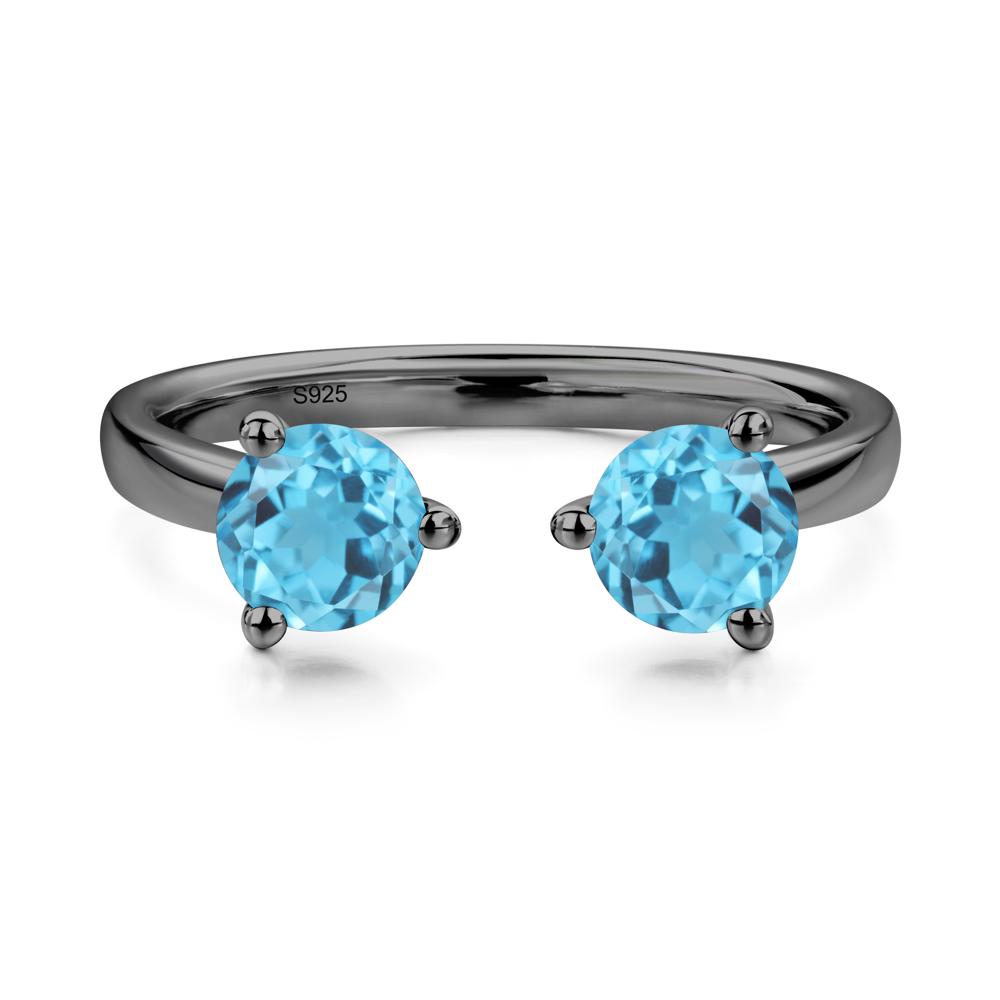 Swiss Blue Topaz Open Toi Et Moi Ring | LUO Jewelry #metal_black finish sterling silver