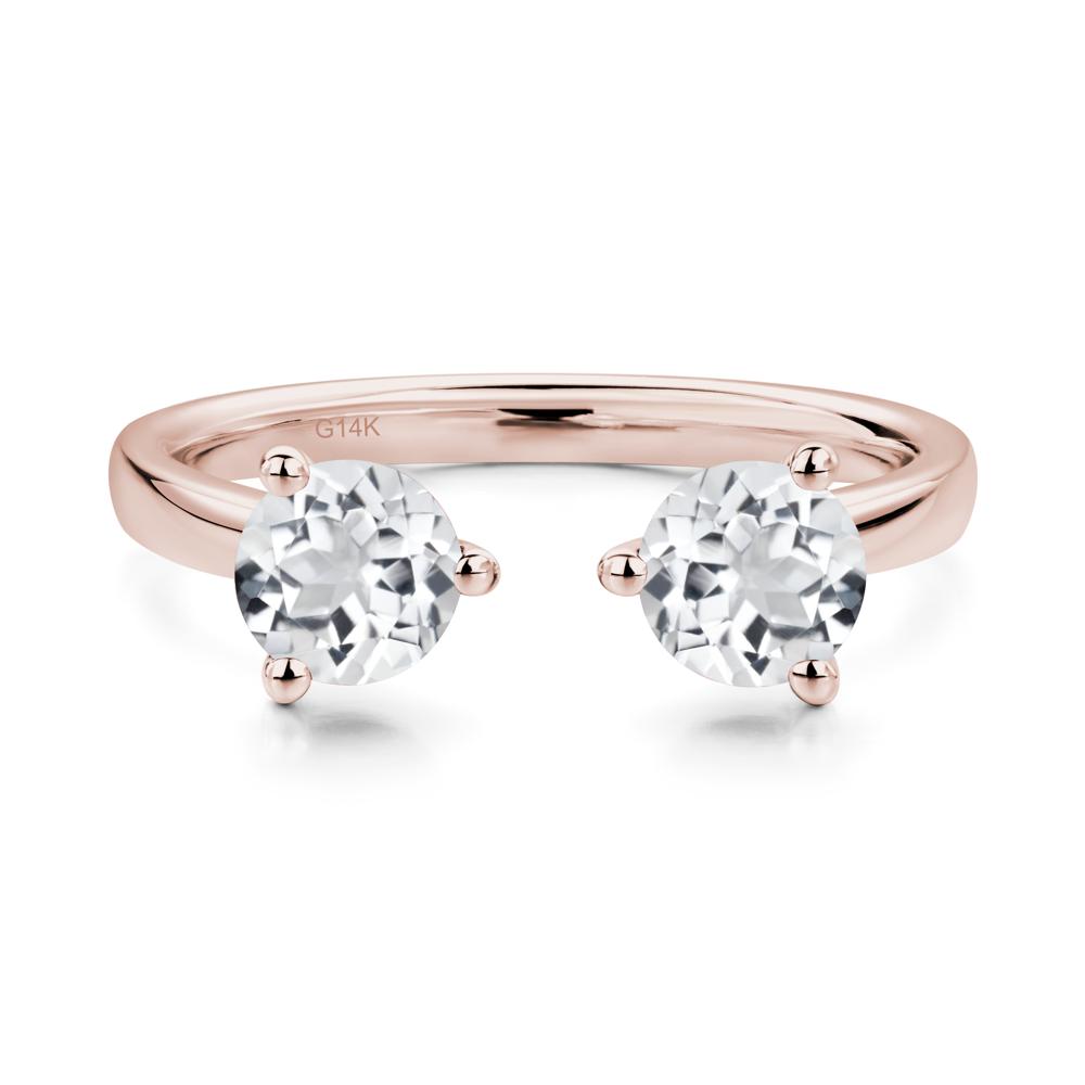 White Topaz Two Stone Open Ring | LUO Jewelry #metal_14k rose gold