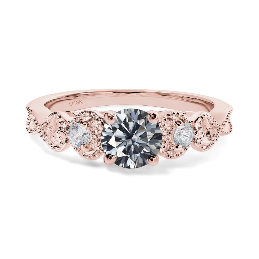 Grey Moissanite Vintage Style Engagement Ring | LUO Jewelry #metal_18k rose gold