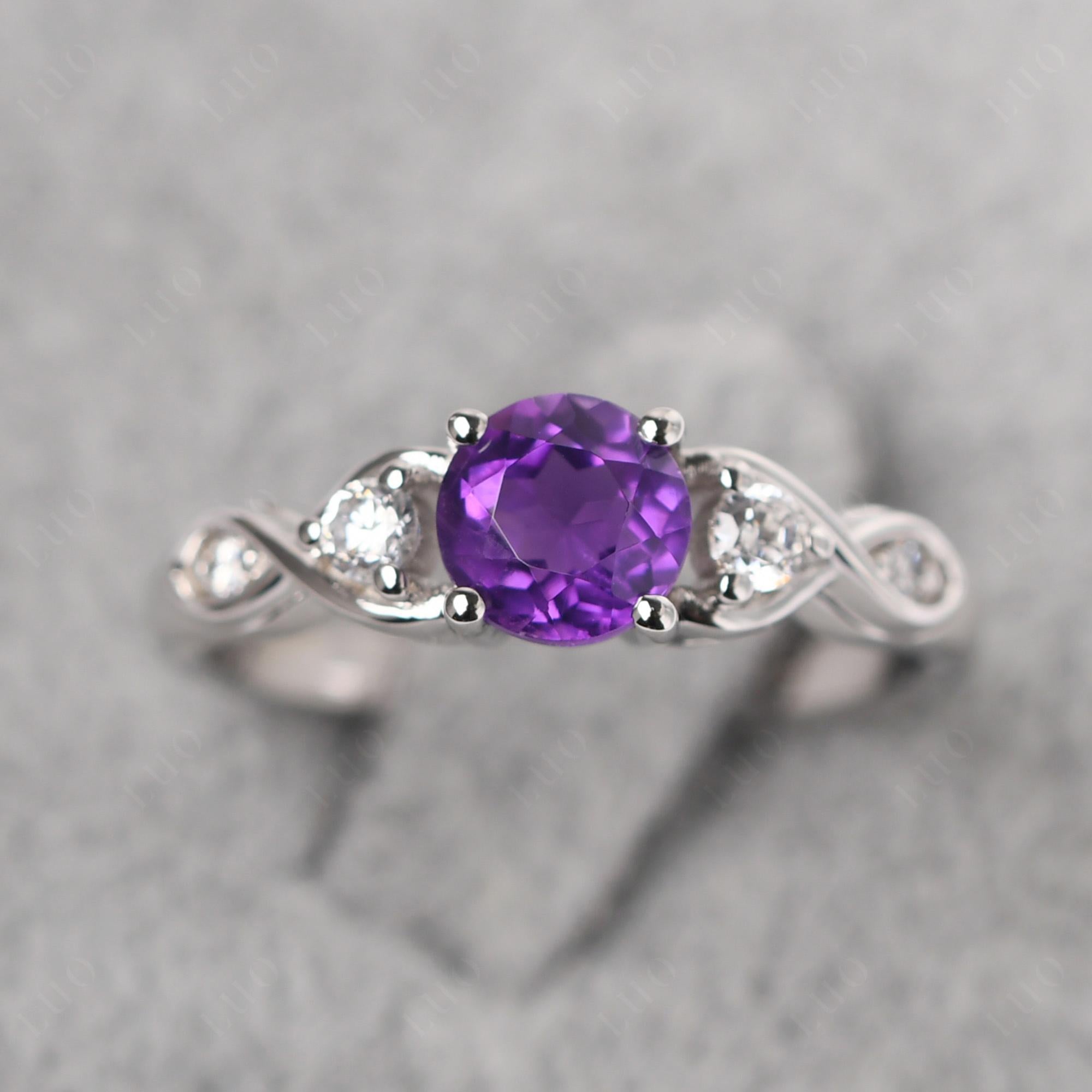 Amethyst Twisted Ring - LUO Jewelry 