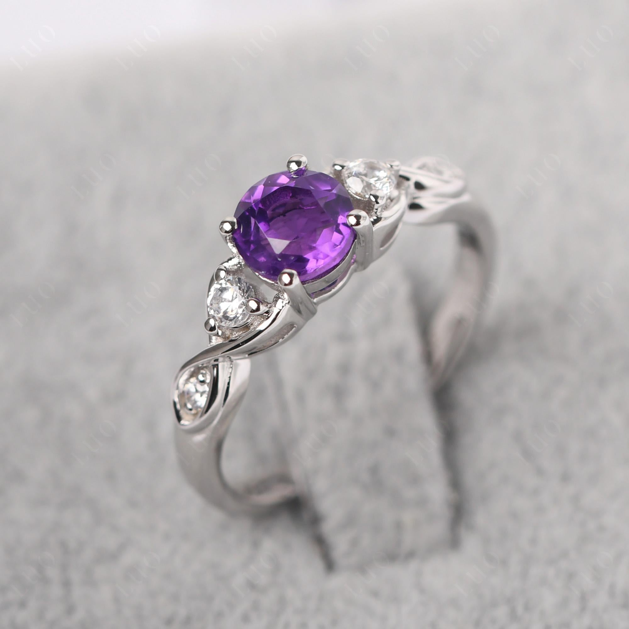 Amethyst Twisted Ring - LUO Jewelry 