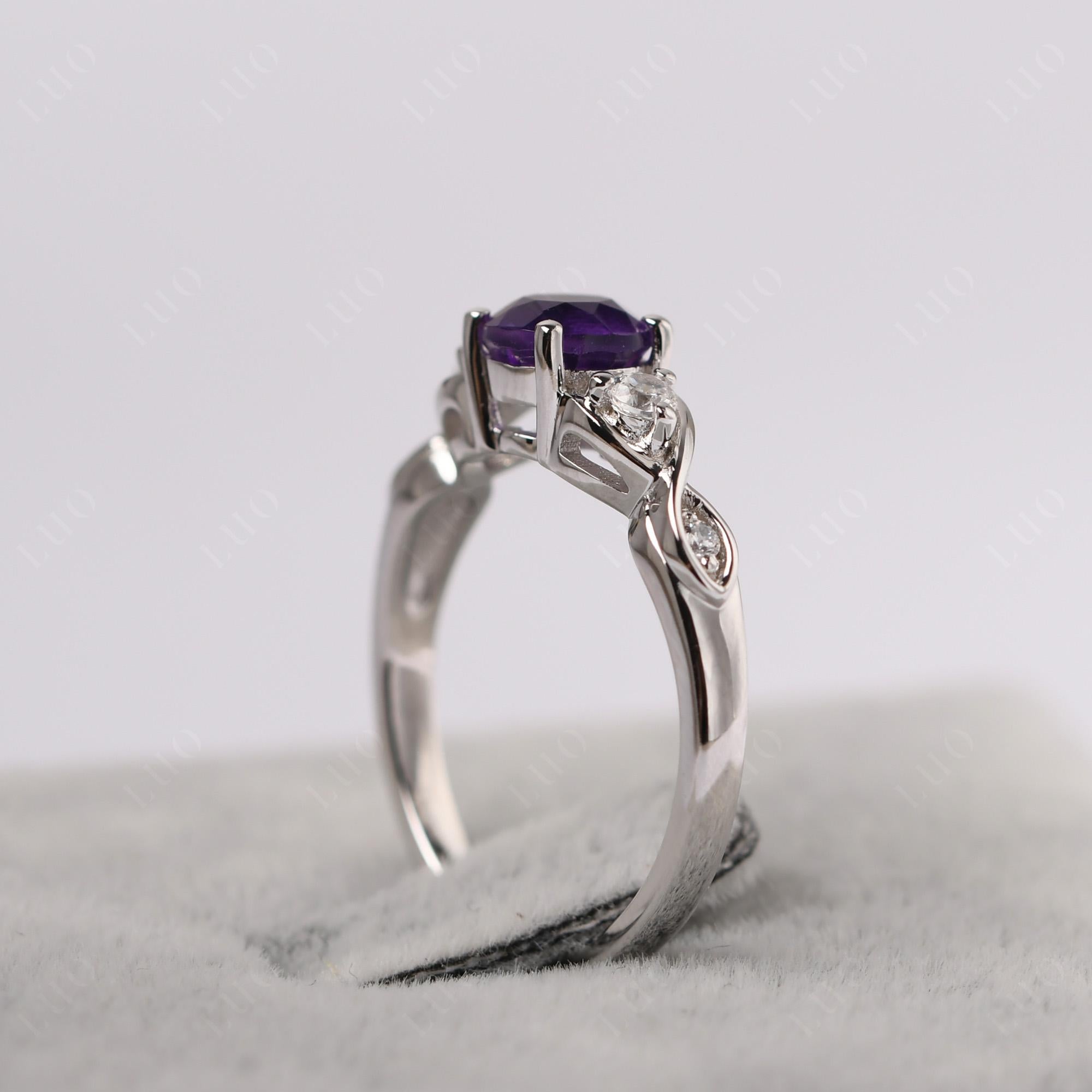 Amethyst Twisted Ring - LUO Jewelry 