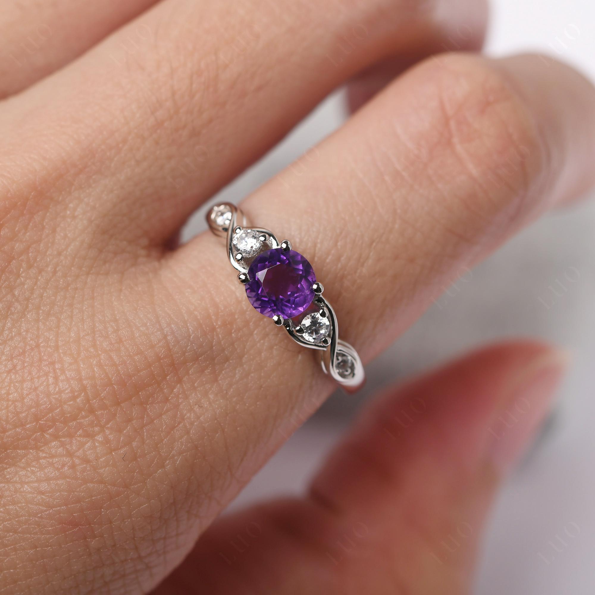 Amethyst Twisted Ring - LUO Jewelry 