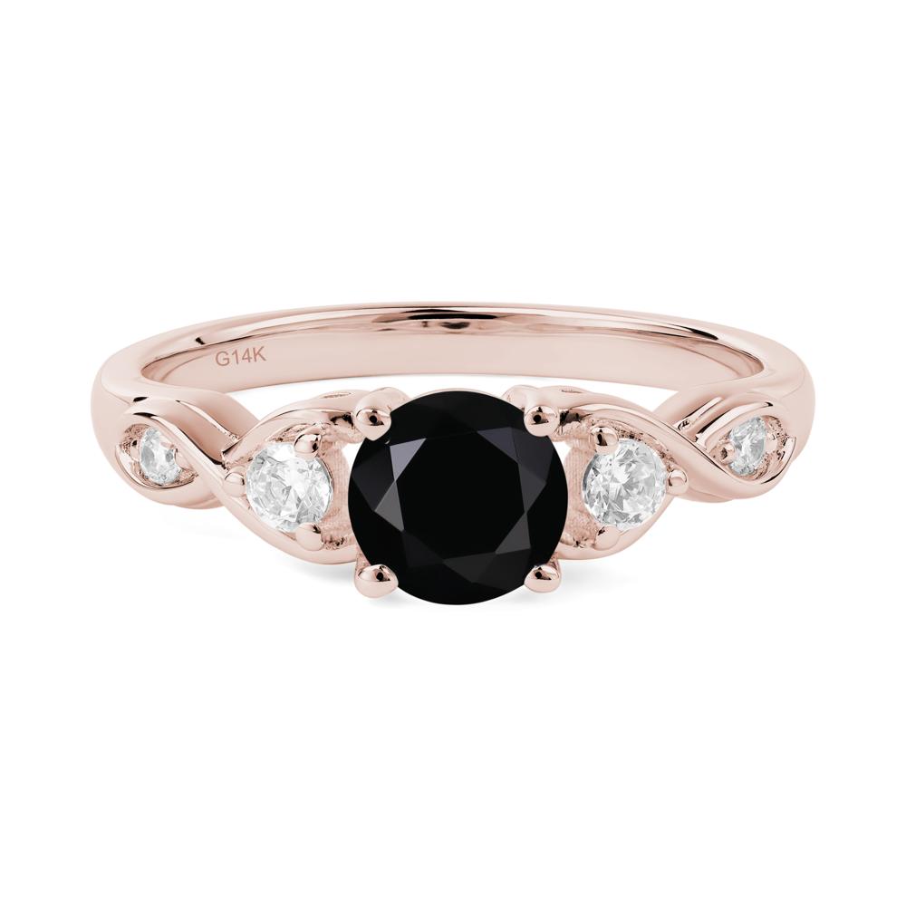 Black Spinel Twisted Ring - LUO Jewelry #metal_14k rose gold