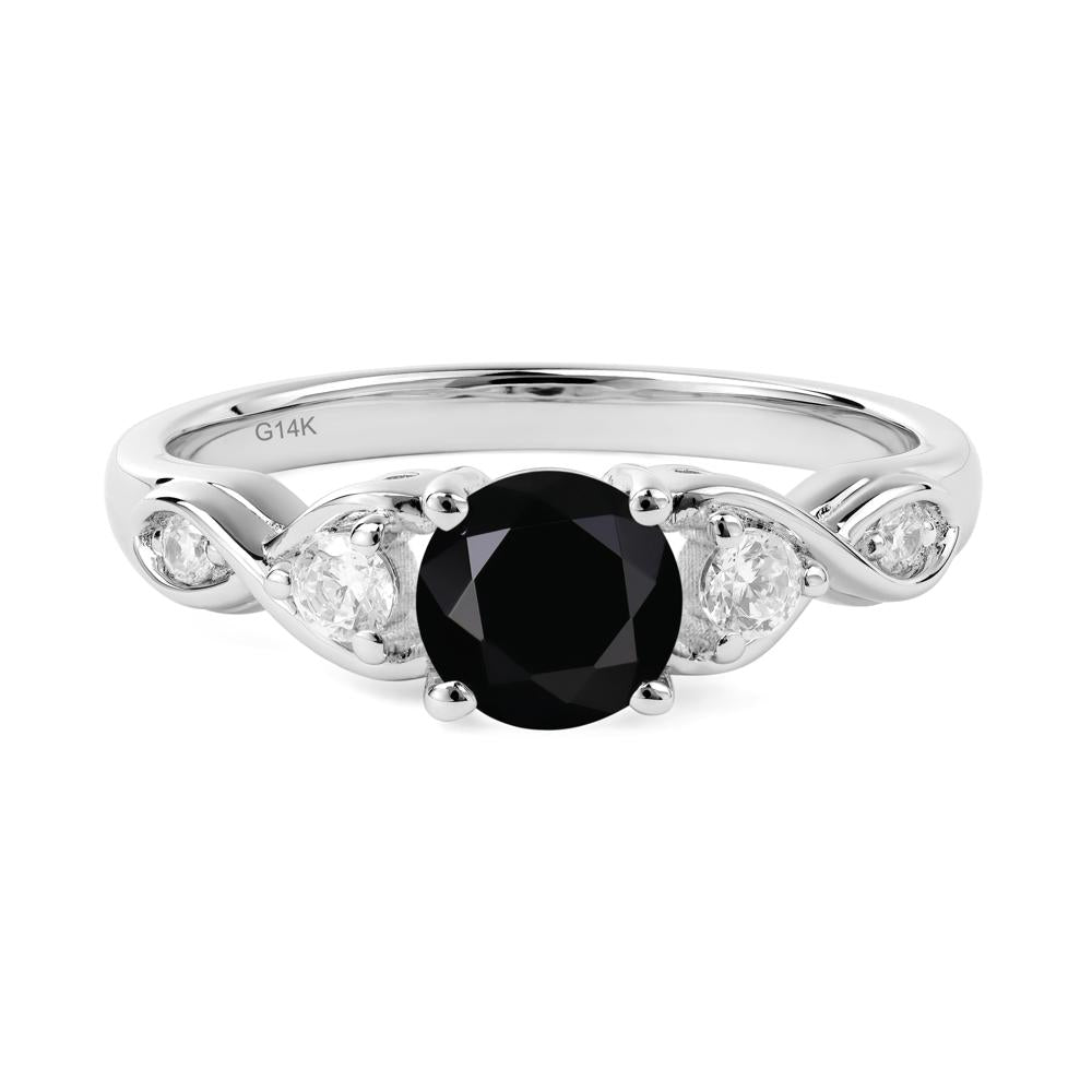 Black Spinel Twisted Ring - LUO Jewelry #metal_14k white gold