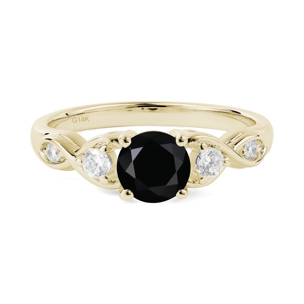 Black Spinel Twisted Ring - LUO Jewelry #metal_14k yellow gold