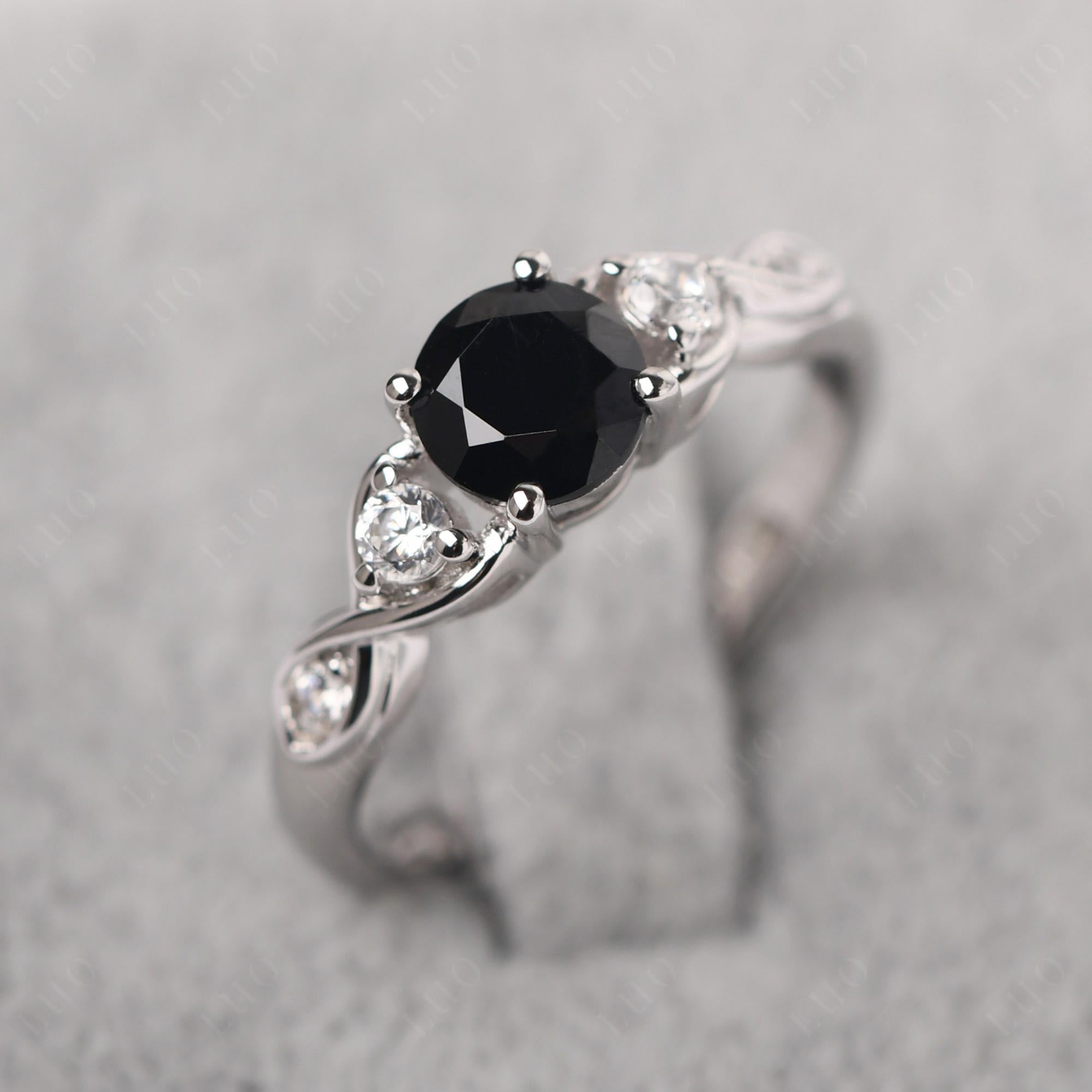 Black Spinel Twisted Ring - LUO Jewelry 