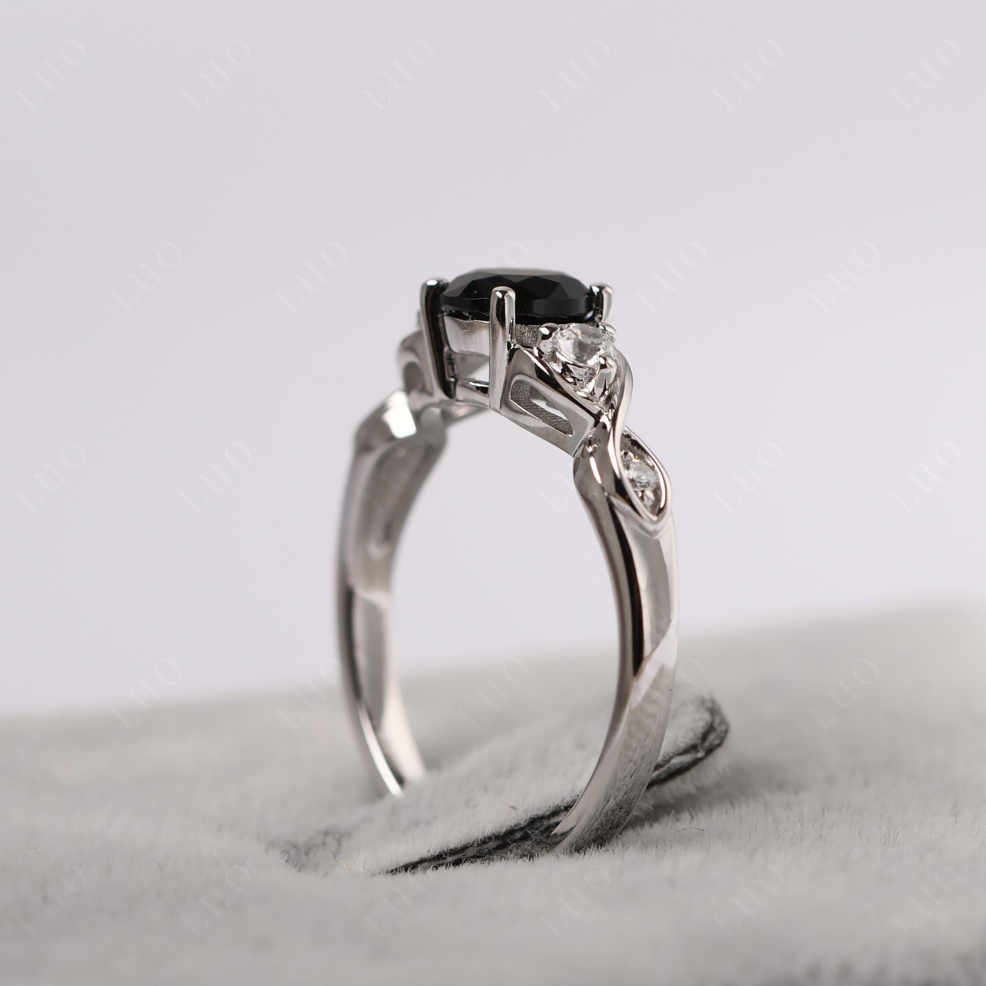 Black Spinel Twisted Ring - LUO Jewelry 