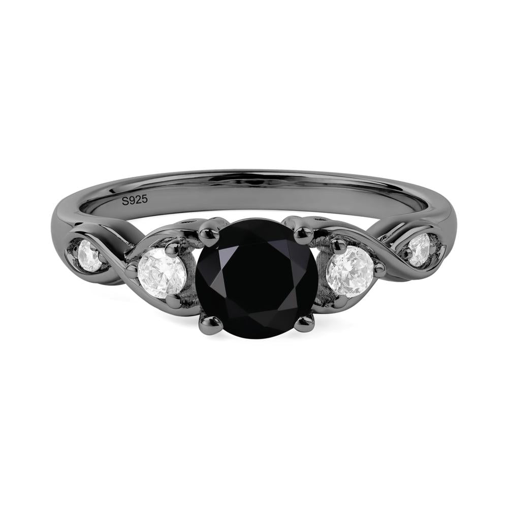 Black Spinel Twisted Ring - LUO Jewelry #metal_black finish sterling silver