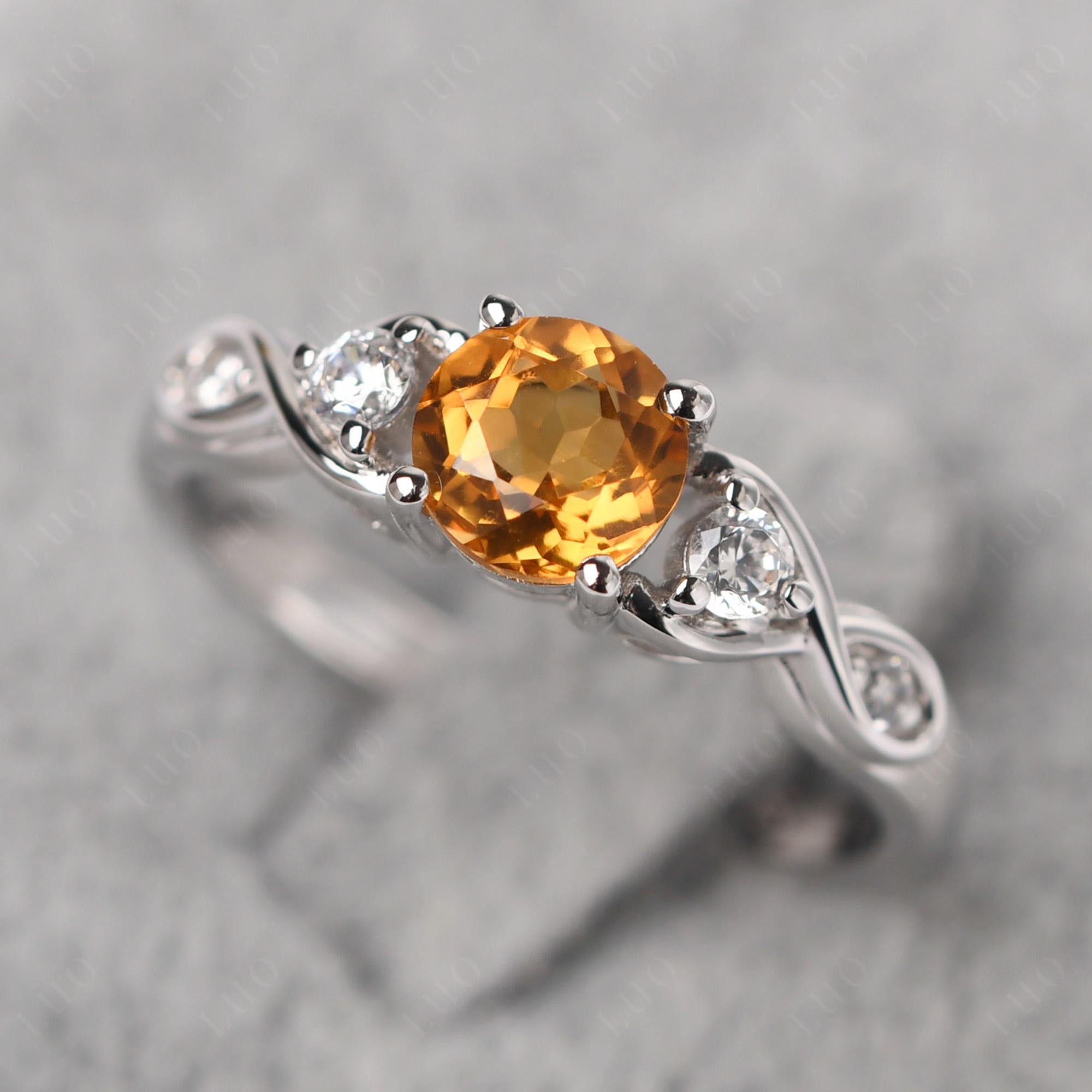 Citrine Twisted Ring - LUO Jewelry 