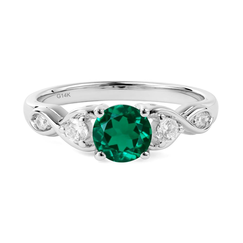 Emerald Twisted Ring - LUO Jewelry #metal_14k white gold