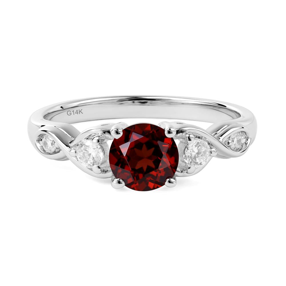 Garnet Twisted Ring - LUO Jewelry #metal_14k white gold