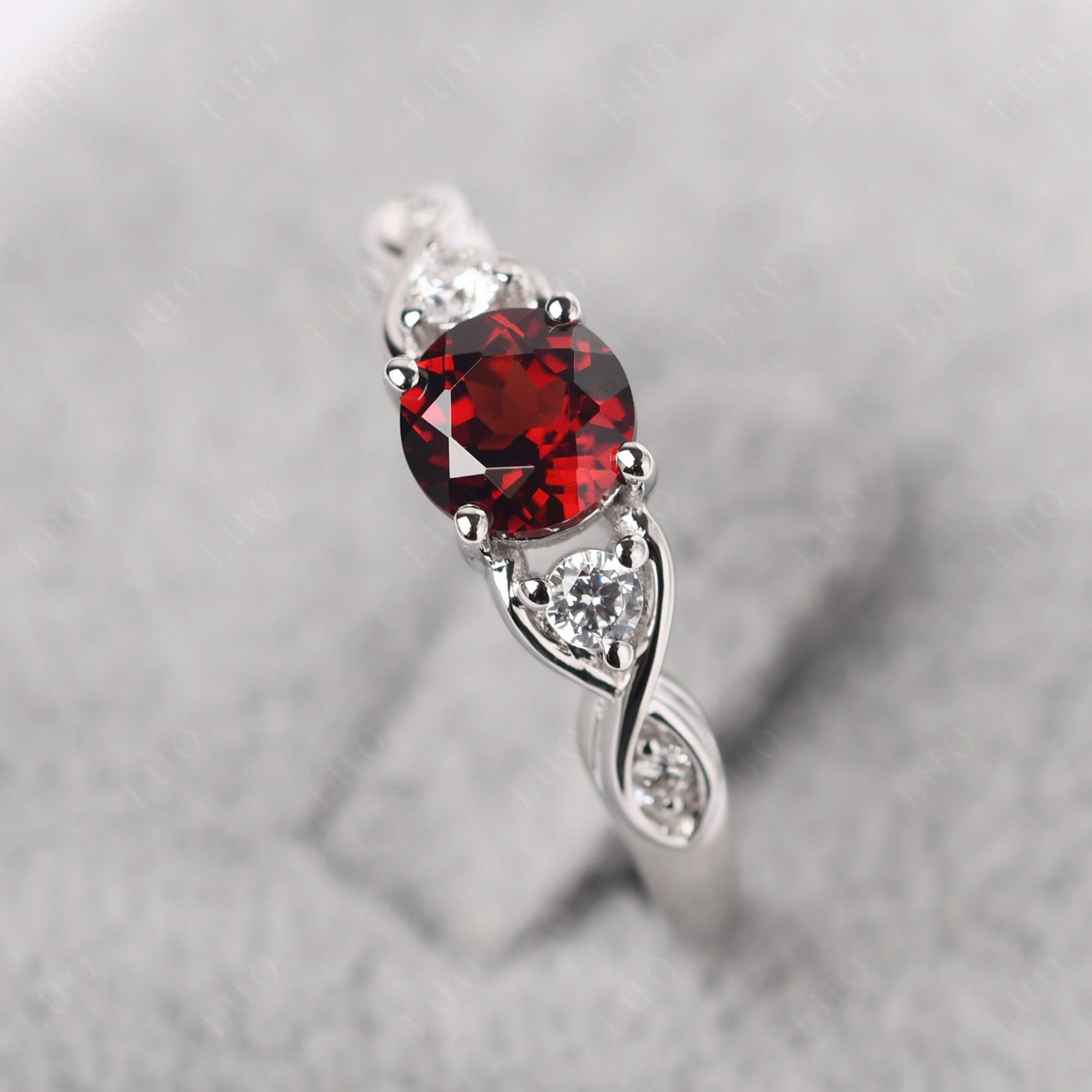 Garnet Twisted Ring - LUO Jewelry 