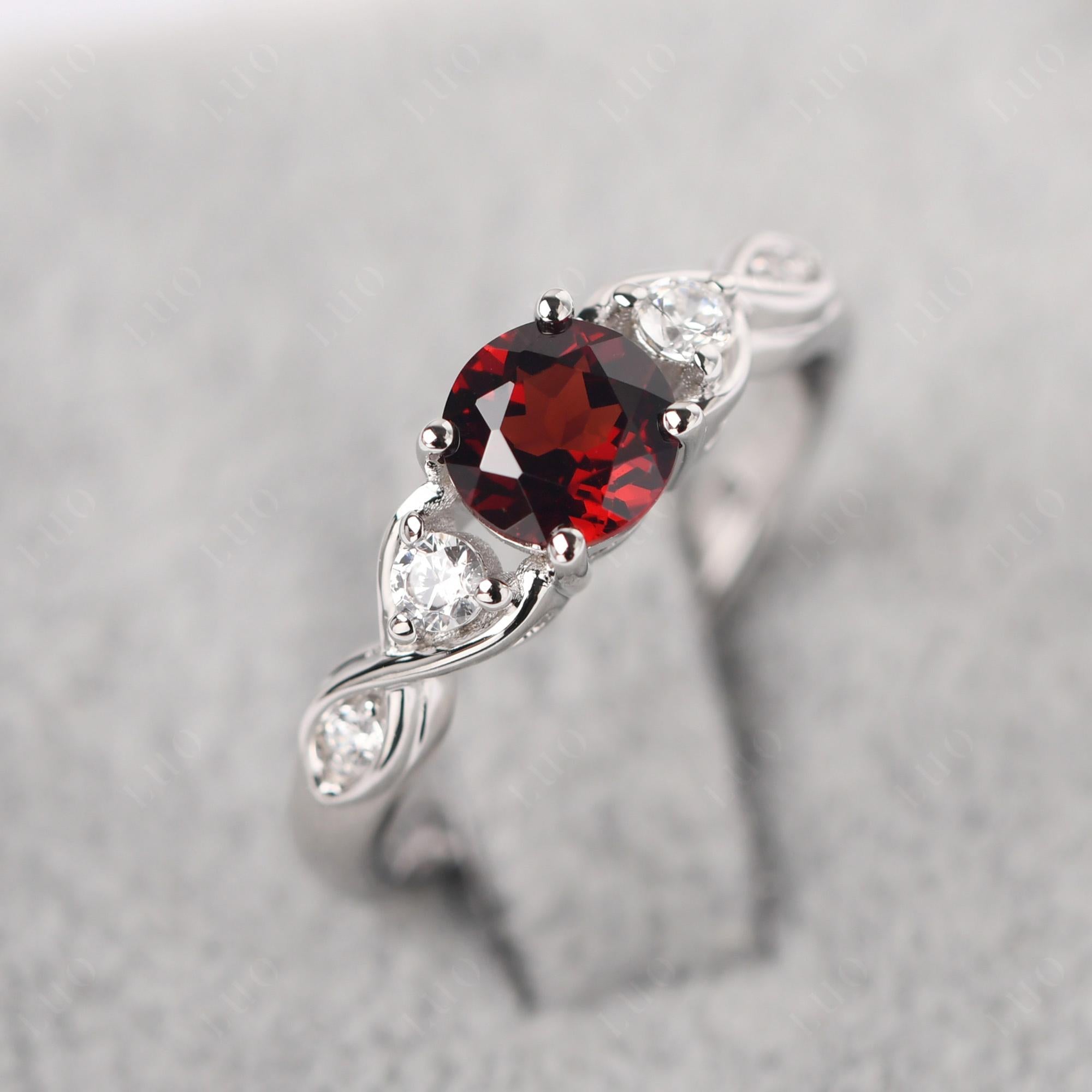 Garnet Twisted Ring - LUO Jewelry 