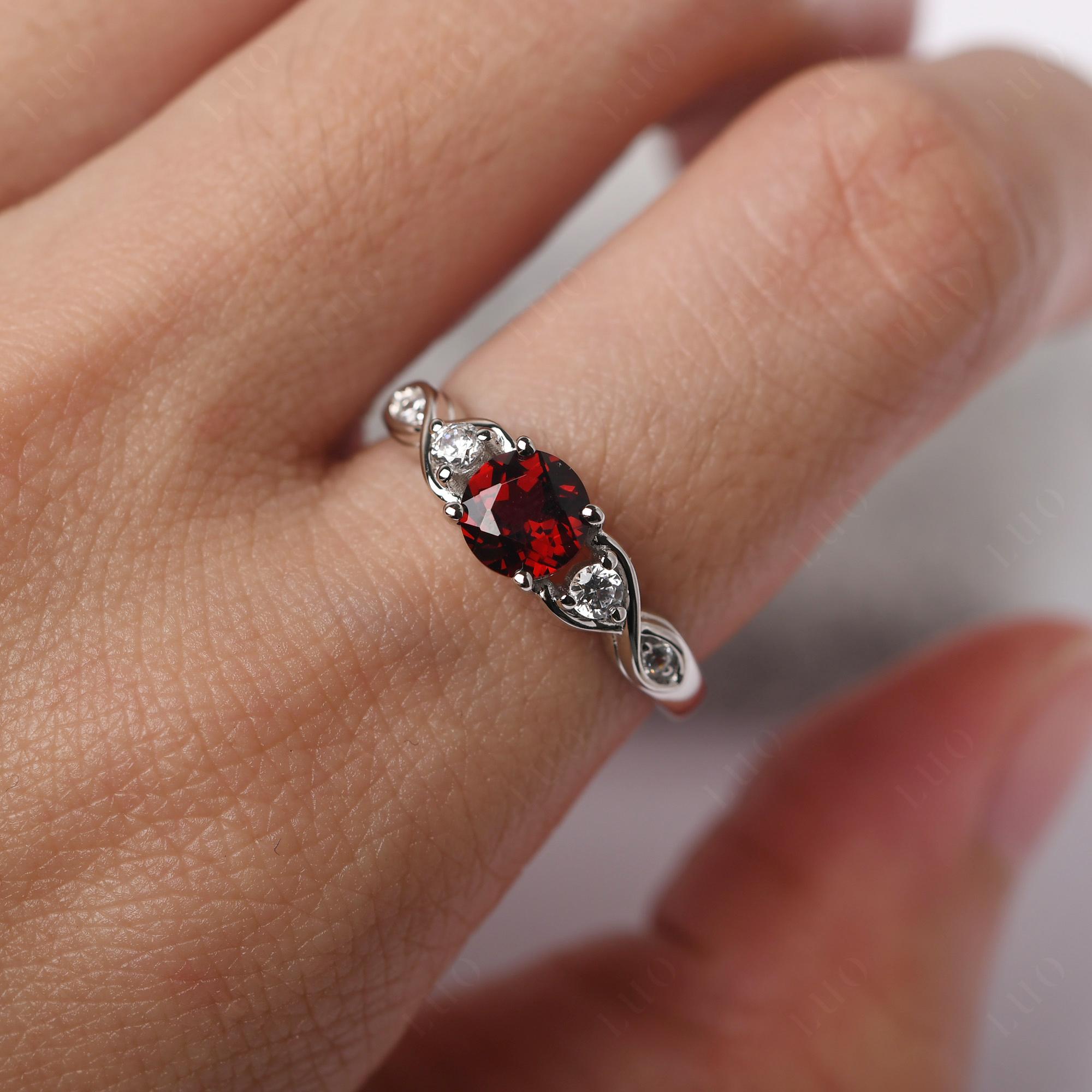 Garnet Twisted Ring - LUO Jewelry 