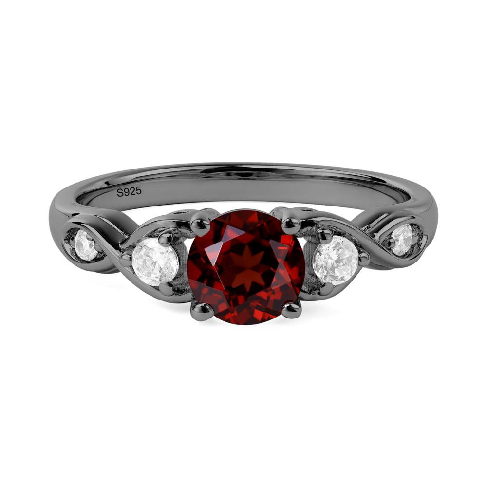 Garnet Twisted Ring - LUO Jewelry #metal_black finish sterling silver