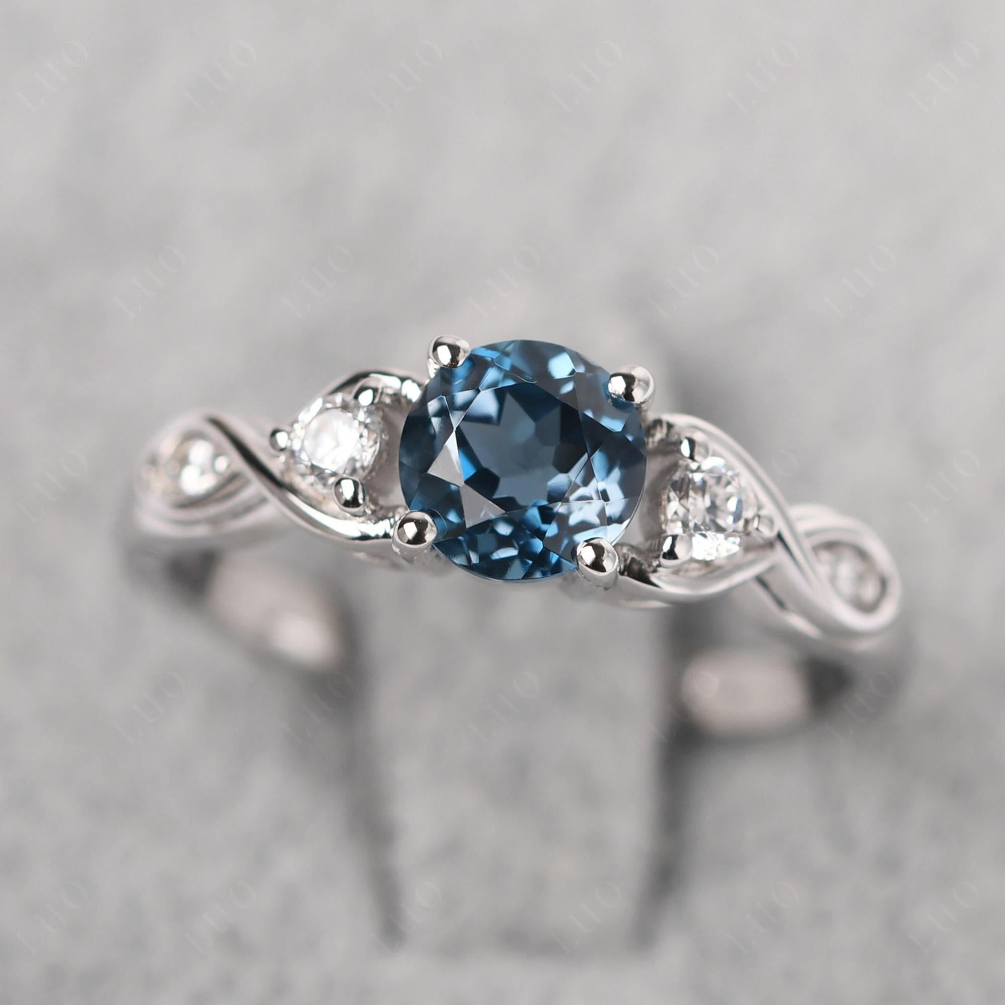 London Blue Topaz Twisted Ring - LUO Jewelry 