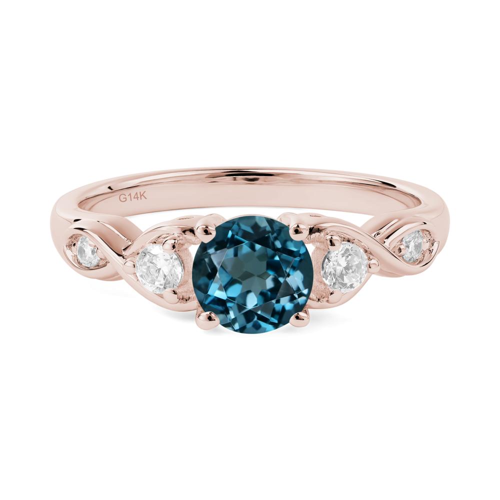 London Blue Topaz Twisted Ring - LUO Jewelry #metal_14k rose gold