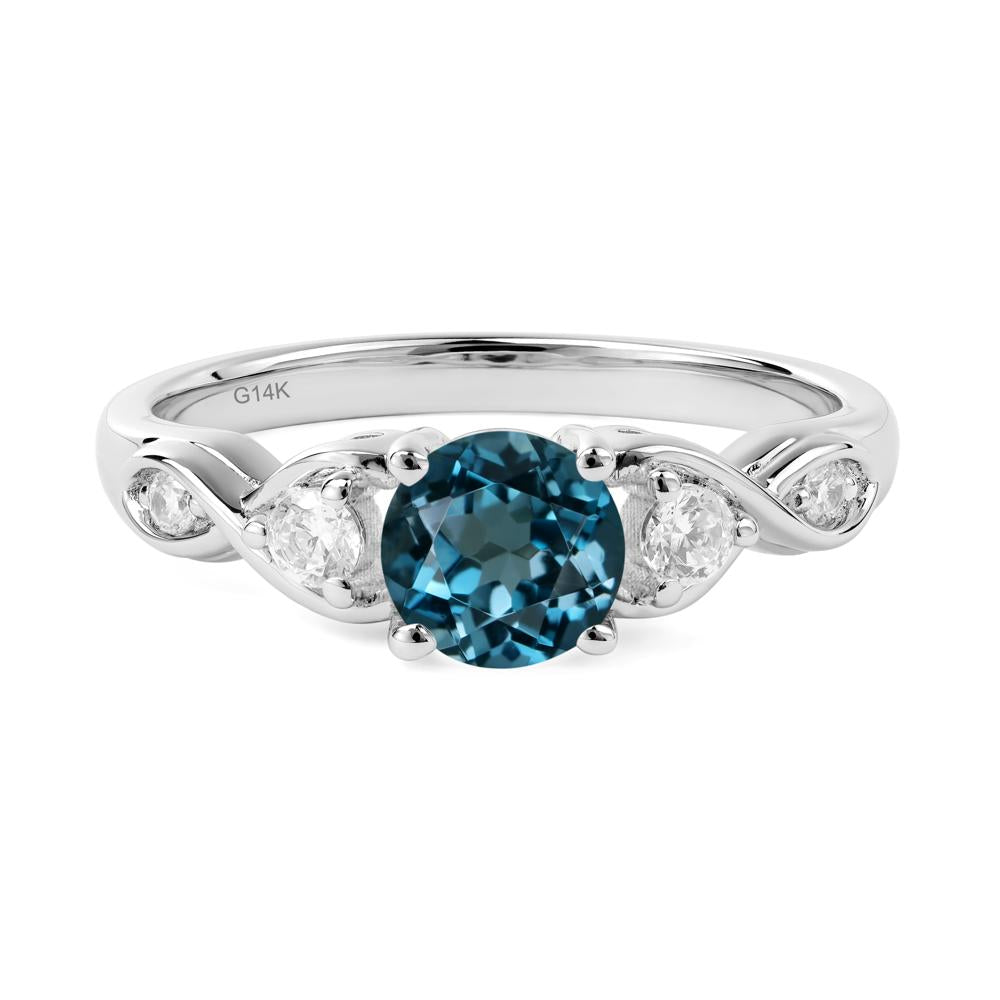 London Blue Topaz Twisted Ring - LUO Jewelry #metal_14k white gold